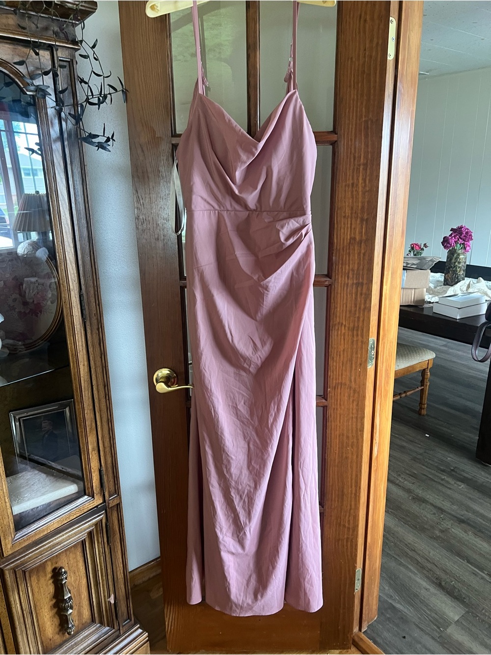Azazie Mauve Strapless Cowl-Neck Gown